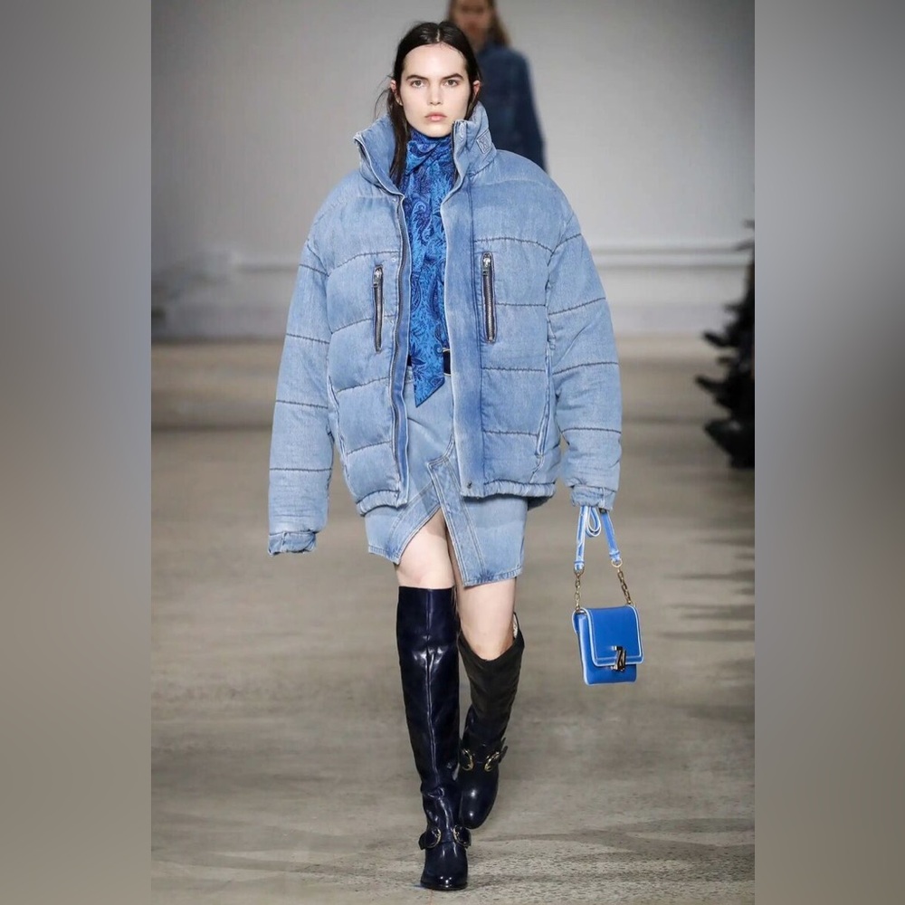 New ZADIG & VOLTAIRE Keim Faded Denim Puffer Jacket size 38 (Medium) $778